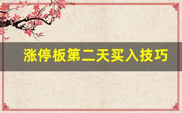 涨停板第二天买入技巧 板上承接(涨停板第二天几种走势)_https://www.wanyuyiyao.com_上交所_第1张